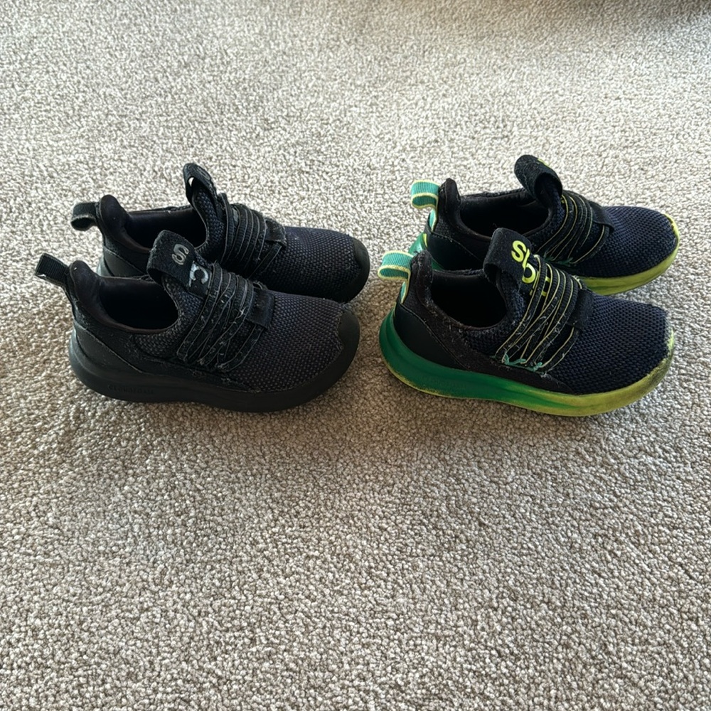 Lot 2 pairs of Adidas lite racer shoes toddler size 11